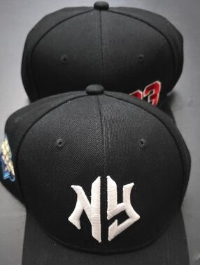 Black Baseball Cap with White Raised Logo